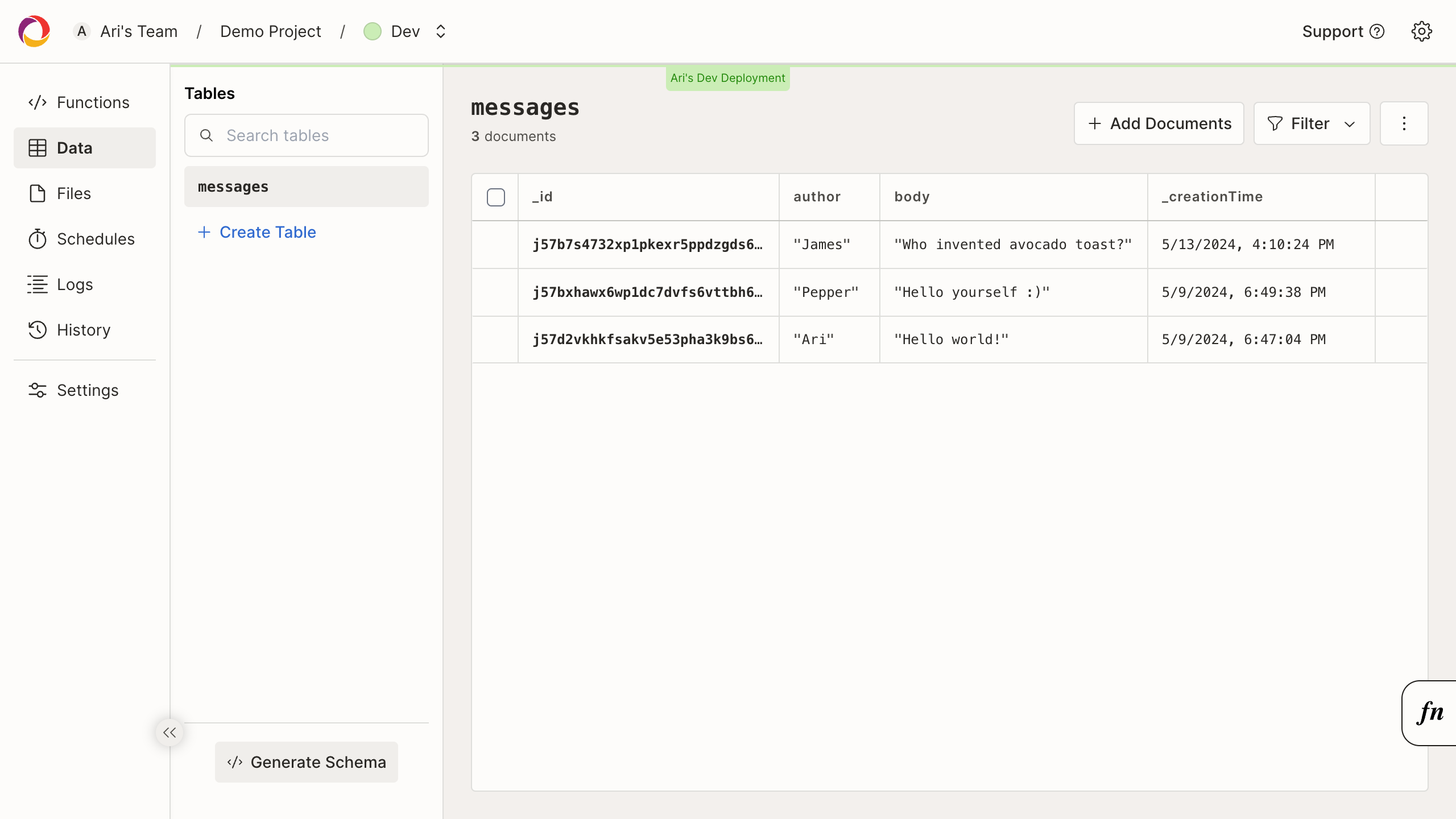 Data Dashboard Page