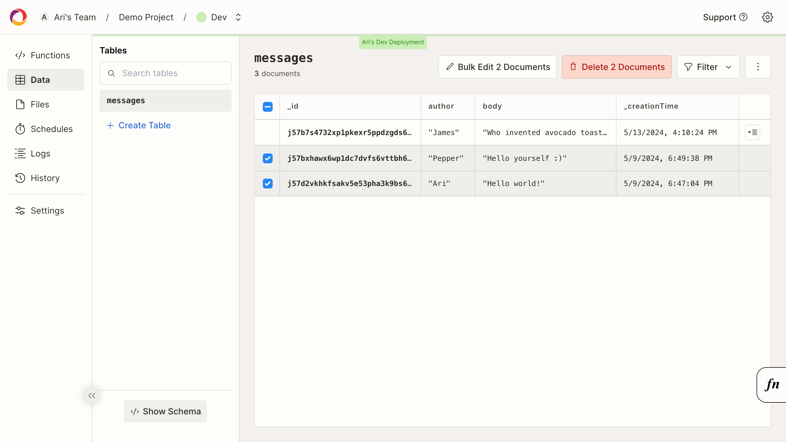 Bulk edit documents