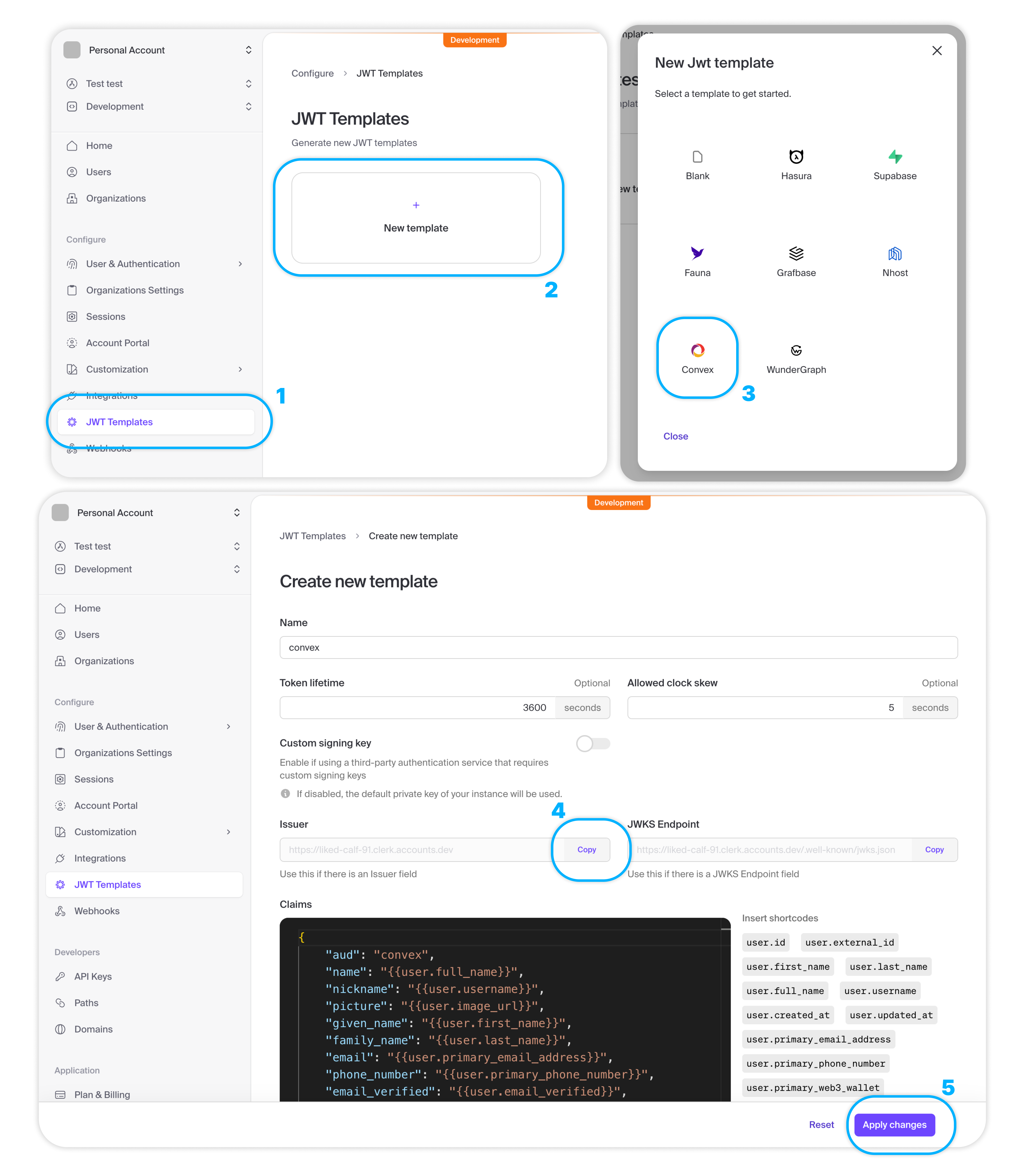 Create a JWT template